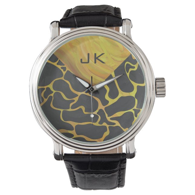 Giraffe Black and Yellow Print Watch (Front)