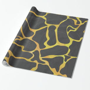 Giraffe Black and Yellow Print Wrapping Paper