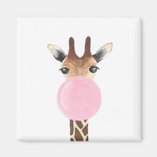 Giraffe blowing bubblegum magnet