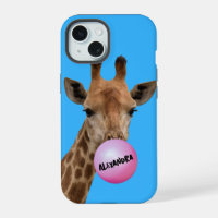 Giraffe Blowing Gum Bubble