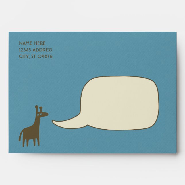 Giraffe Blue Baby Shower Invitations Envelopes (Front)