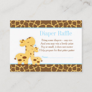 Giraffe Blue Boy Diaper Raffle Invitation