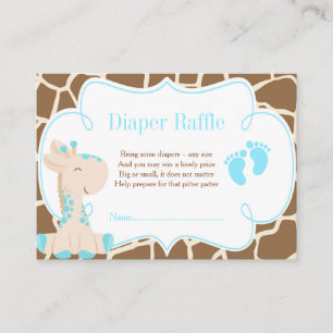 Giraffe Blue Boy Diaper Raffle Invitation