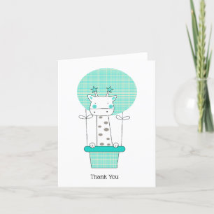 Giraffe Blue Hot Air Balloon Boy Thank You Card