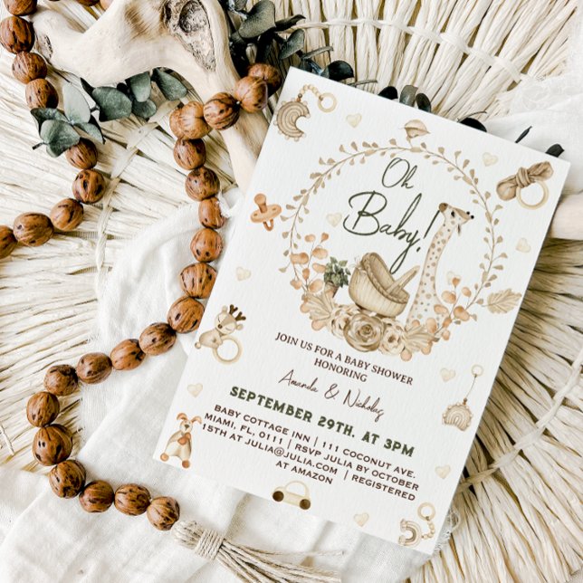 Giraffe Boho Baby Shower Invitation (Creator Uploaded)