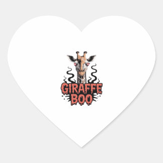 Giraffe Boo Halloween. Creepy Psychedelic Giraffe. Heart Sticker