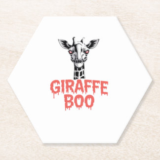 Giraffe Boo Halloween. Creepy Psychedelic Giraffe  Paper Coaster