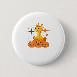 Giraffe Boo Halloween � Cute Spooky Season Design 6 Cm Round Badge