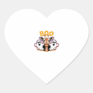 Giraffe Boo Halloween - Funny Spooky Animal Classi Heart Sticker