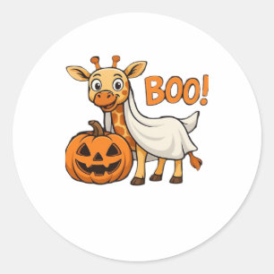 Giraffe Boo Spooky Season Halloween Costume Giraff Classic Round Sticker