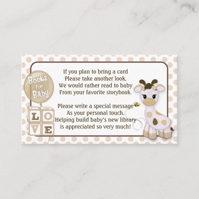 Giraffe Book Requests Instead of a Card 100pk (Front)
