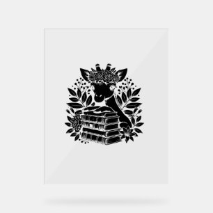 Giraffe Books Bookworm Library Book Reading Biblio Acrylic Sign