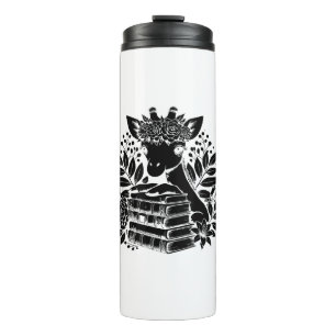Giraffe Books Bookworm Library Book Reading Biblio Thermal Tumbler