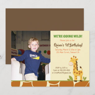 Giraffe Boy or Girl Zoo Birthday Invitation