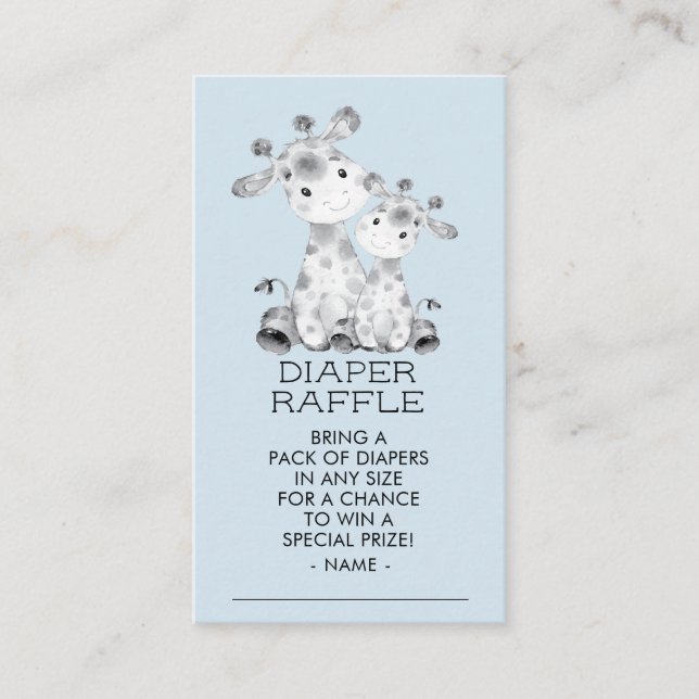 Giraffe Boys Baby Shower Diaper Raffle Ticket Enclosure Card (Front)
