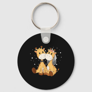 Giraffe Bride And Groom Wedding Art Matching Coupl Key Ring