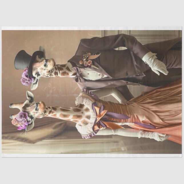 Giraffe Bride Groom Decoupage  Tissue Paper (Front)