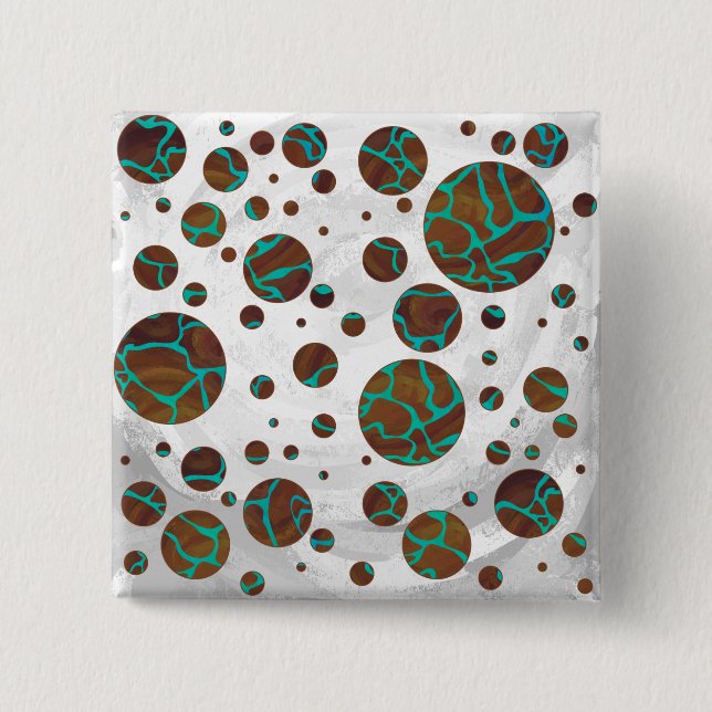 Giraffe Brown and Teal Print 15 Cm Square Badge (Front)