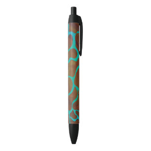 Giraffe Brown and Teal Print Black Ink Pen