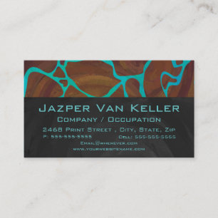 Giraffe Brown and Teal Print Business Card