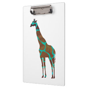 Giraffe Brown and Teal Print Clipboard