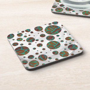 Giraffe Brown and Teal Print Coaster