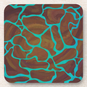 Giraffe Brown and Teal Print Coaster