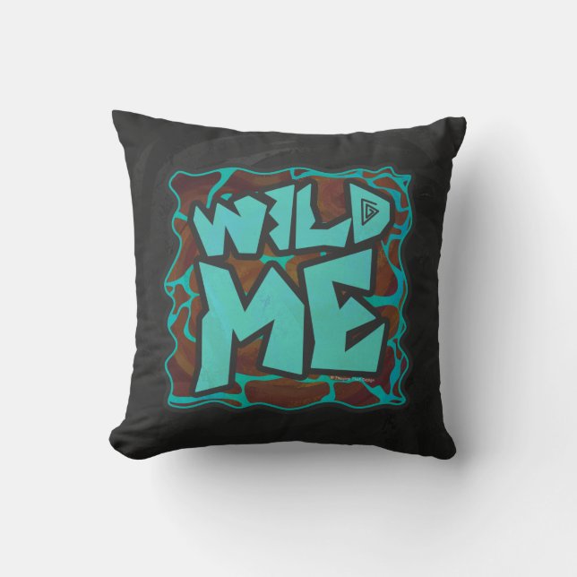 Giraffe Brown and Teal Print Cushion (Front)