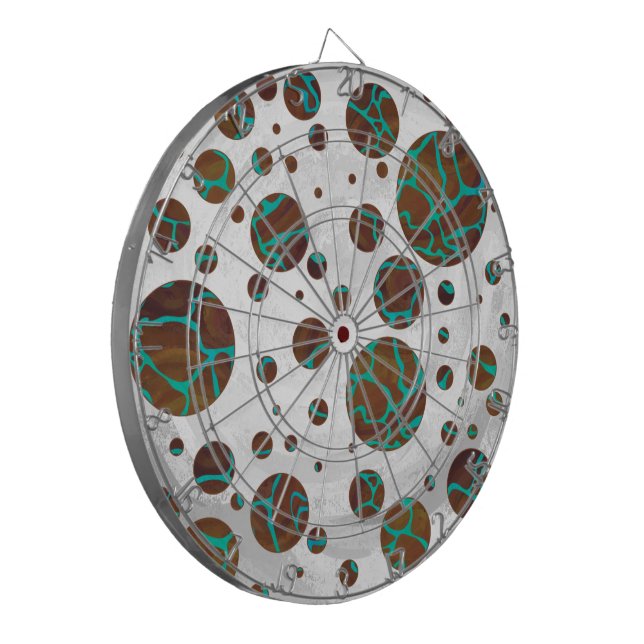 Giraffe Brown and Teal Print Dartboard (Front Left)