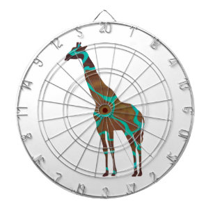 Giraffe Brown and Teal Print Dartboard