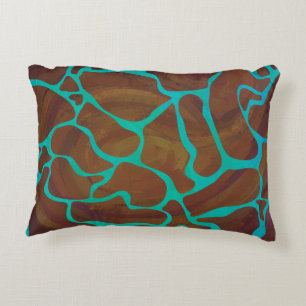 Giraffe Brown and Teal Print Decorative Cushion