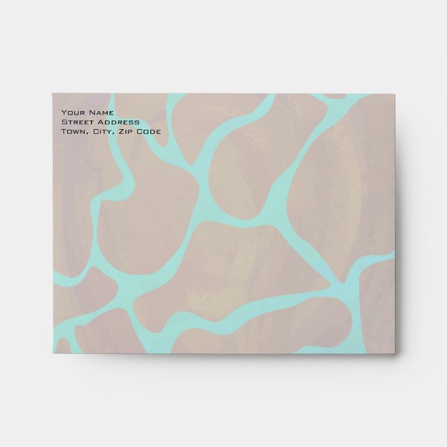 Giraffe Brown and Teal Print Envelope (Front)