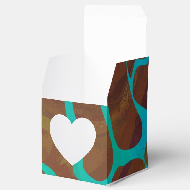 Giraffe Brown and Teal Print Favour Box (Opened)