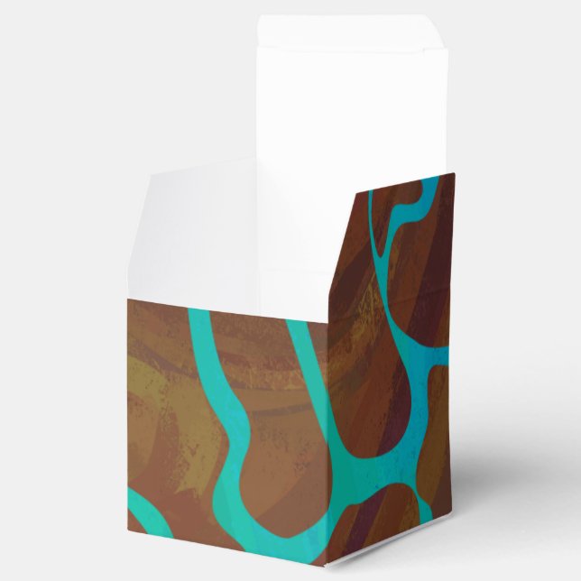 Giraffe Brown and Teal Print Favour Box (Opened)