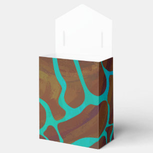 Giraffe Brown and Teal Print Favour Box