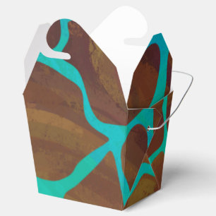 Giraffe Brown and Teal Print Favour Box