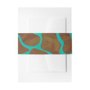 Giraffe Brown and Teal Print Invitation Belly Band