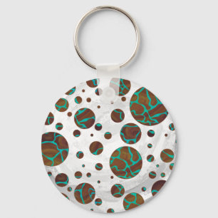 Giraffe Brown and Teal Print Key Ring