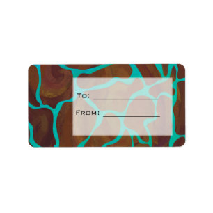 Giraffe Brown and Teal Print Label