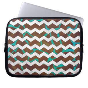 Giraffe Brown and Teal Print Laptop Sleeve