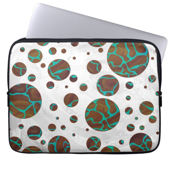 Giraffe Brown and Teal Print Laptop Sleeve (Front)