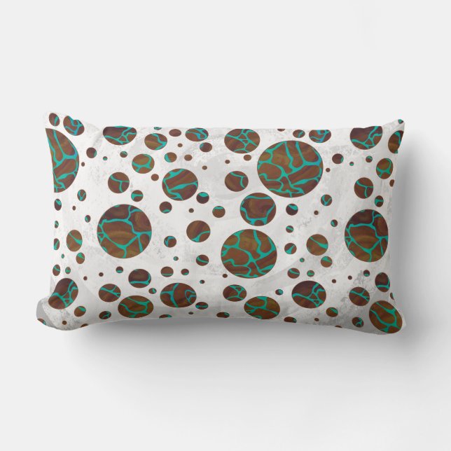 Giraffe Brown and Teal Print Lumbar Cushion (Front)