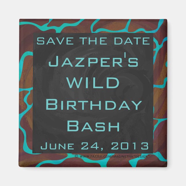 Giraffe Brown and Teal Print Magnet (Front)