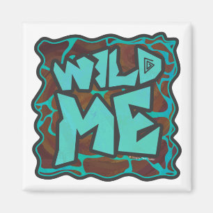 Giraffe Brown and Teal Print Magnet