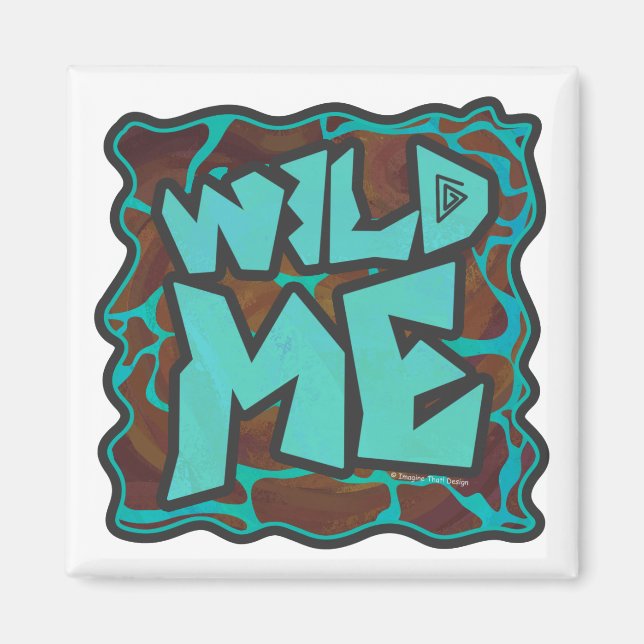 Giraffe Brown and Teal Print Magnet (Front)