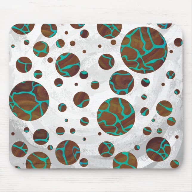 Giraffe Brown and Teal Print Mouse Pad (Front)