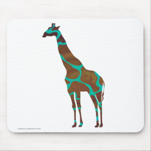 Giraffe Brown and Teal Print Mouse Pad