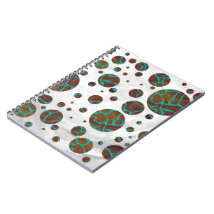 Giraffe Brown and Teal Print Notebook