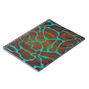 Giraffe Brown and Teal Print Notebook