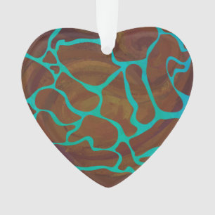 Giraffe Brown and Teal Print Ornament
